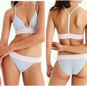 JCREW Seersucker Banded Bikini Top and Bottom